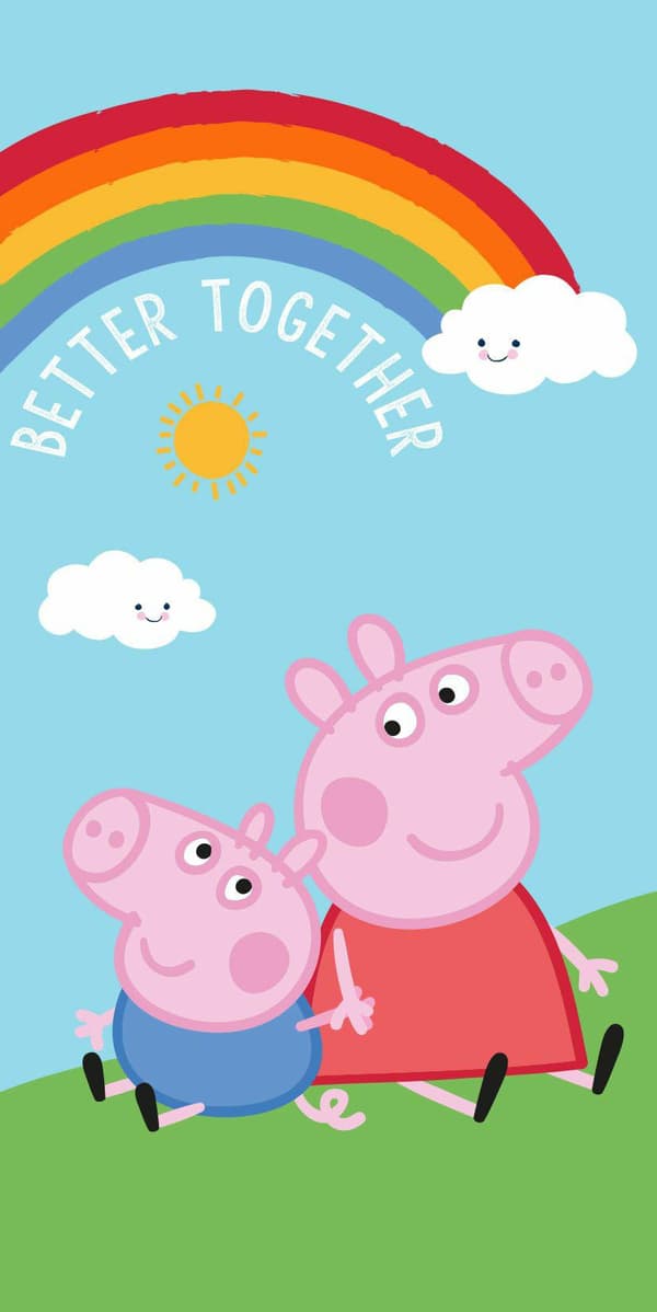 Rantapyyhe 70x140 Peppa Pig sateenkaarensininen lasten puuvilla 23.8