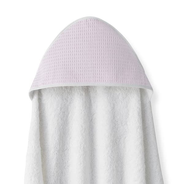 Uimapuku 100x100 Esiliina, valkoinen, pinkki, puuvillainen froteepyyhe hupulla