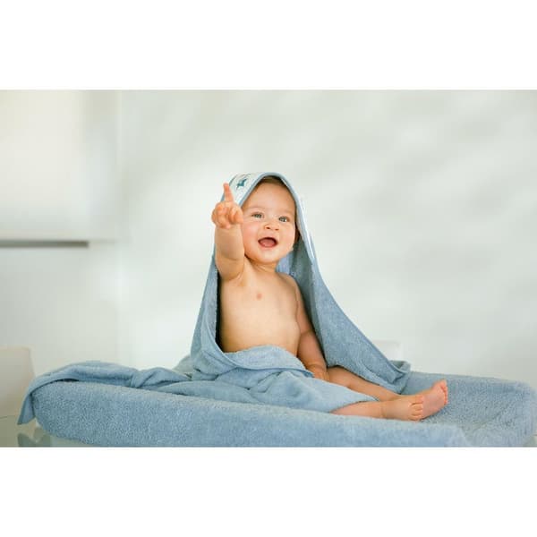 Kylpypyyhe 100x100 Kirahvinsininen pyyhe hupulla + froteelappu