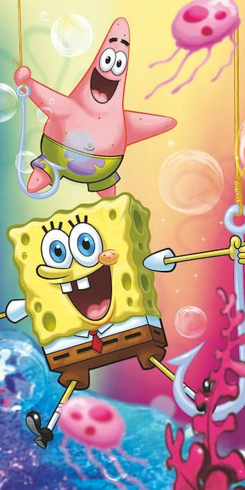 Strandhåndklæde 70x140 SvampeBob Firkant Patryk Søstjerne bomuldssvamp til børn 0841
