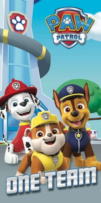 Rantapyyhe 70x140 Paw Patrol Paw Chase Marshall Rubble puuvilla One Team lasten 7636