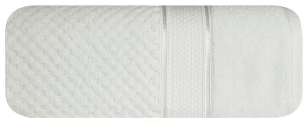 Jessi handduk 70x140 vit frotté 500g/m2 med präglad rutig textur och velourkant Eurofirany