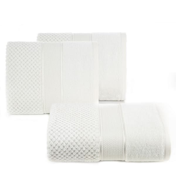Jessi handduk 70x140 krämfrotté 500g/m2 med präglad rutig textur och velourkant Eurofirany