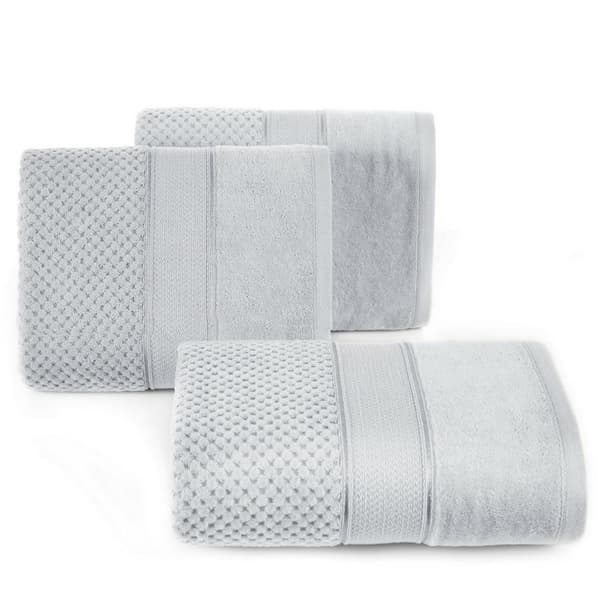 Jessi handduk 70x140 silverfrotté 500g/m2 med präglad rutig textur och velourkant Eurofirany