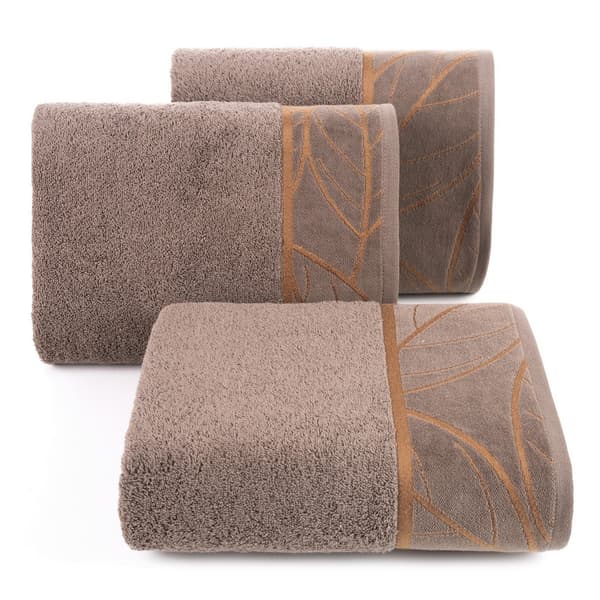 Pyyhe 70x140 Alisma 2 vaaleanruskeaa lehteä 500g/m2 frotee Limited Collection Eurofirany