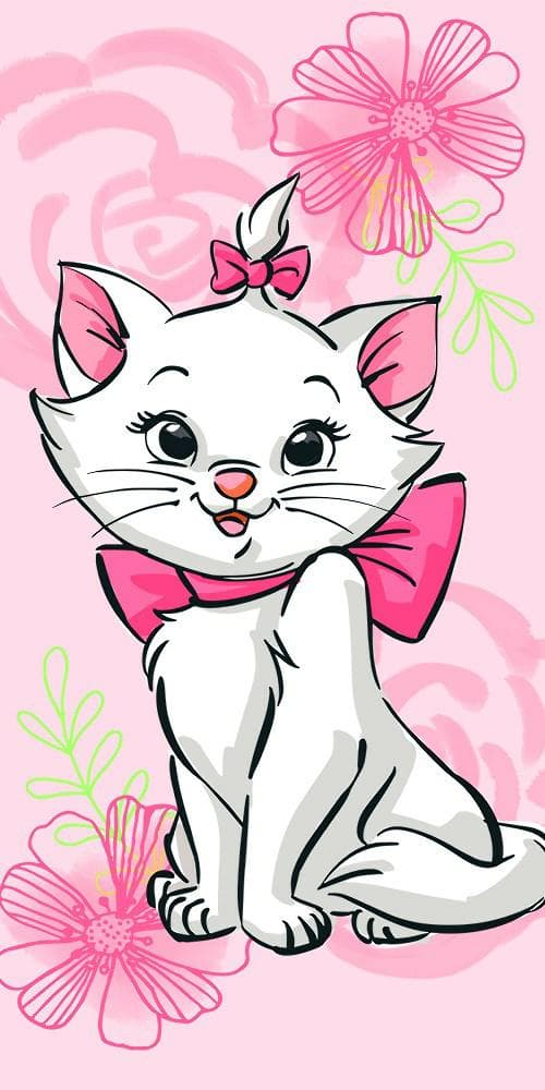 Strandhandduk 70x140 Marie Cat, rosa med blommor 0806, bomull