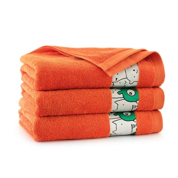 Håndklæde 70x130 Slames animals Orange-K17-5195 orange frotté bomuld børnehåndklæde