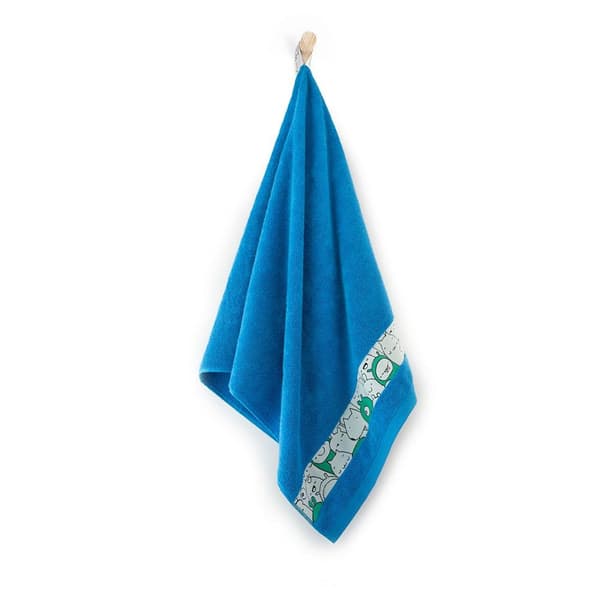 Håndklæde 70x130 Slames animals French Blue-5484 turkis frotté bomuld børnehåndklæde