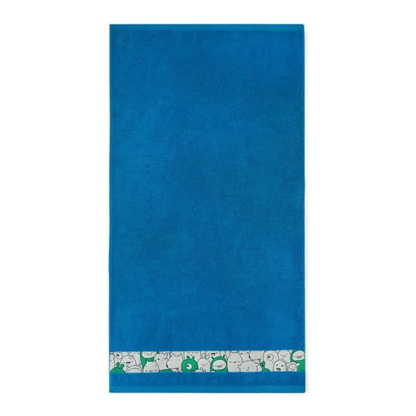 Håndklæde 70x130 Slames animals French Blue-5484 turkis frotté bomuld børnehåndklæde