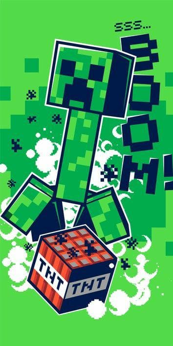 Strandhåndklæde 70x140 Minecraft Boom bomuldsfrotté børnetøj