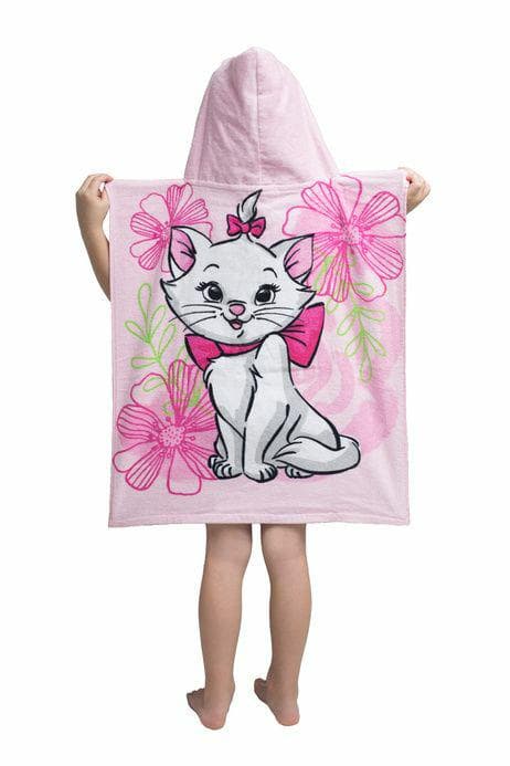 Poncho lapsille 50x115 Kotka Marie Cat 2589 vaaleanpunainen pyyhe hupulla