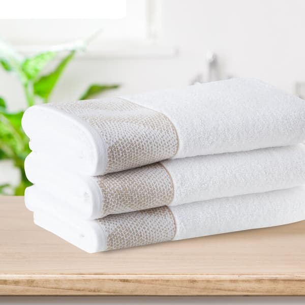 Håndklæde 70x140 Blanca 12 hvidguld geometri 500g/2 frotté Limited Collection Eurofirany