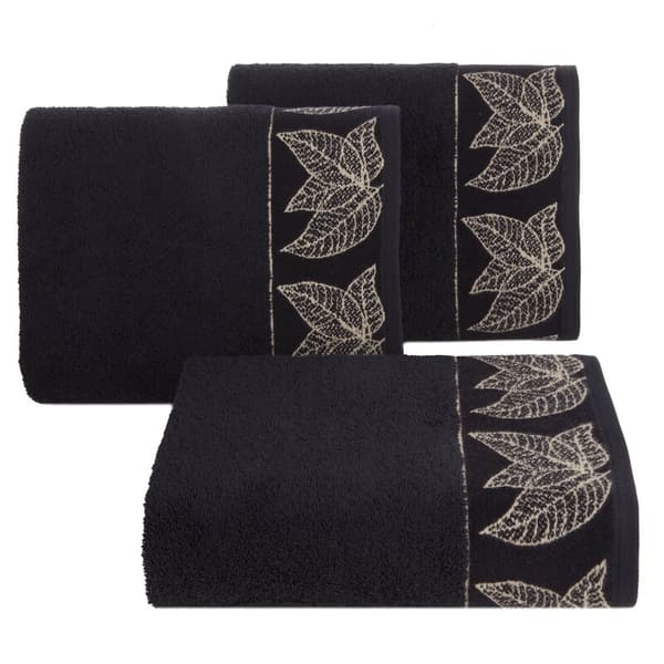 Handduk 70x140 Victoria 8 blad i svart guld 500g/2 frotté Limited Collection Eurofirany