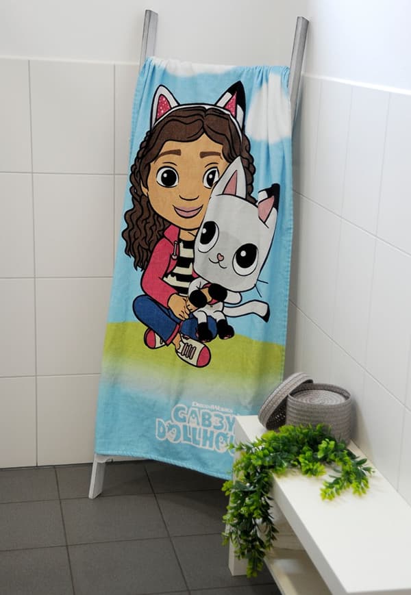 Rantapyyhe 75x150 Gabin kissatalo, sininen, lasten puuvilla, H23