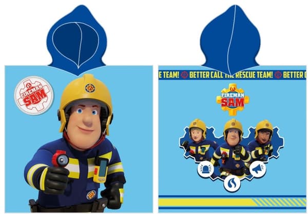Brandman Sam Poncho badhandduk med huva - 100 procent bomull