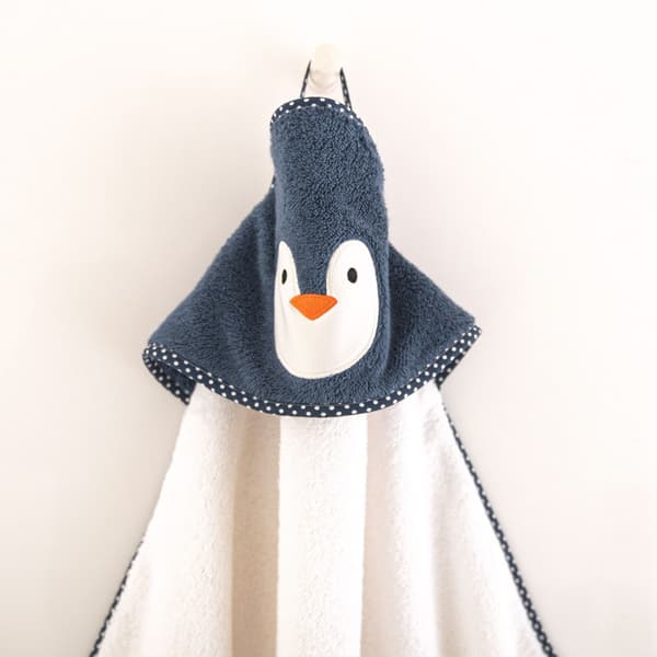 Pingviinipyyhe hupulla, 90x90, beige