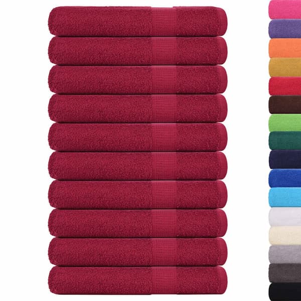 Handdukar 10 st vinröd 100x200 cm 360 gsm 100% bomull