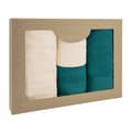 Miniatyrbild 1 av 9: Handduk D Bomull 100% Solano Ecru + Mörk turkos (P) 2x50x90+2x70x140 set