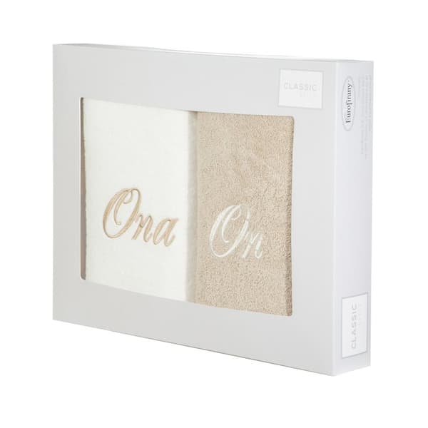 SÆT HÅNDKLÆDER TIL HAM OG HENDE 47 X 37 X 7 CM CREME