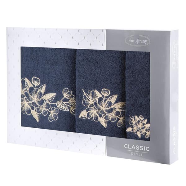 SÆT HÅNDKLÆDER 3 56 X 36 X 7 CM NAVY