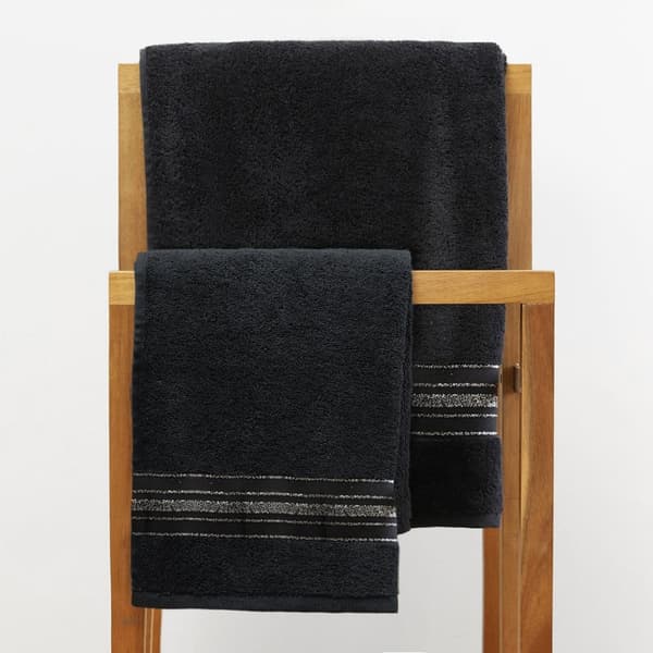 Pyyhe | DUKE | puuvilla musta lurex raidoilla | 70x130cm | 926086