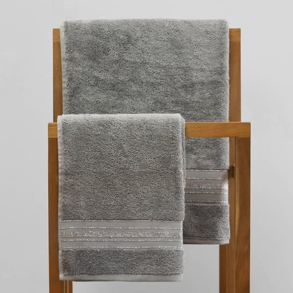 Pyyhe | DUKE | puuvillanharmaa lurex-raidoilla | 50x90cm | 897073