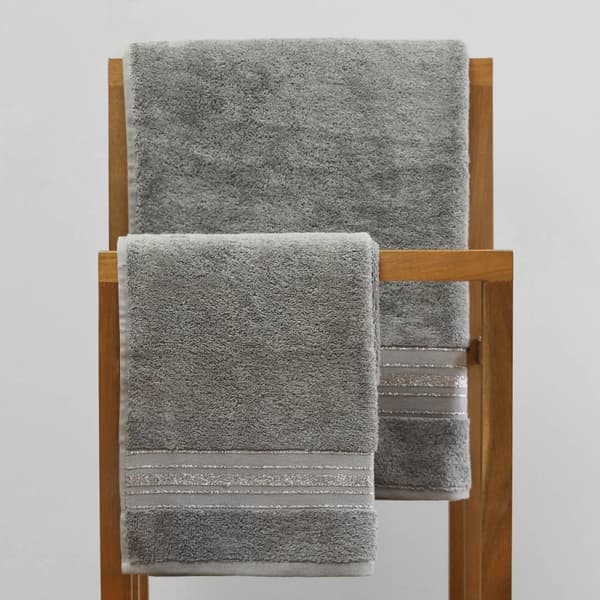 Pyyhe | DUKE | puuvillanharmaa lurex-raidoilla | 70x130cm | 897080