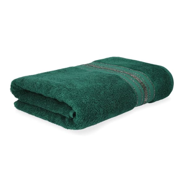 Handduk | DUKE | bomullsgrön med lurexränder | 70x130cm | 897066