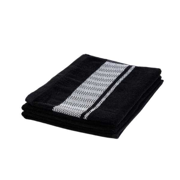 Handduk | MAIARA | bomullssvart med dekorativa sömmar | 70x130cm | 897226