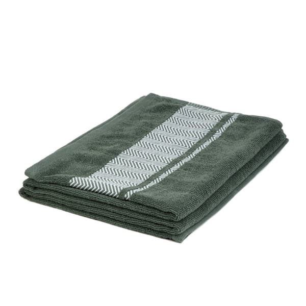 Handduk | MAIARA | bomullsgrön med dekorativa sömmar | 70x130cm | 897141