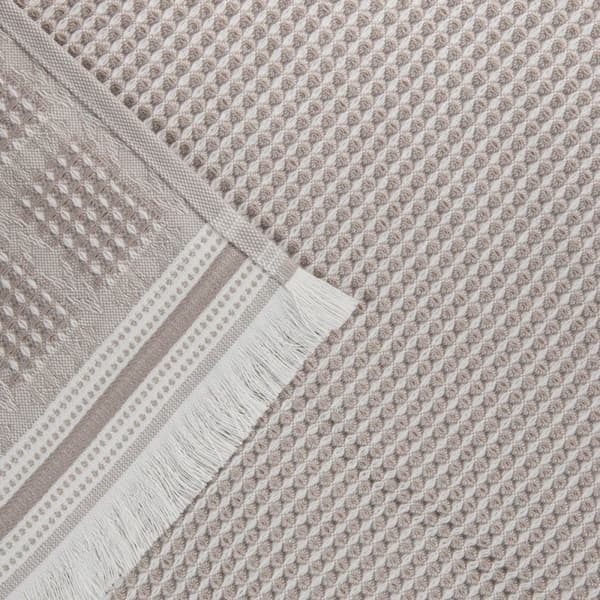 Håndklæde | MIZU | vaffel tekstur beige hvid | 70x130cm | 736384