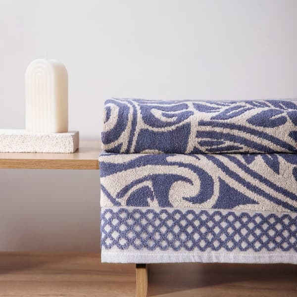 Håndklæde | NUUGO | jacquard blå | 70x130cm | 737268