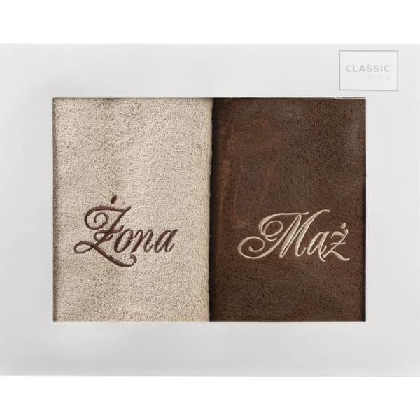 Sæt med håndklæder 2 stk. 50x90 Eurofirany Mand-Kone Eurofirany beige brun