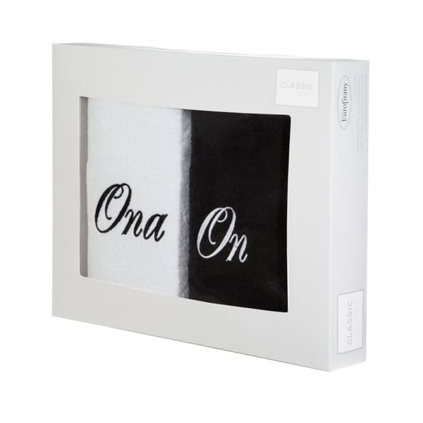 Pyyhesetti On-Ona 2 kpl. 50x90 Eurofirany valkoinen/musta