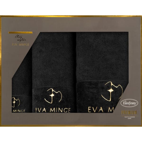 Sæt med 3 håndklæder GAJA Eva Minge Eurofirany sort
