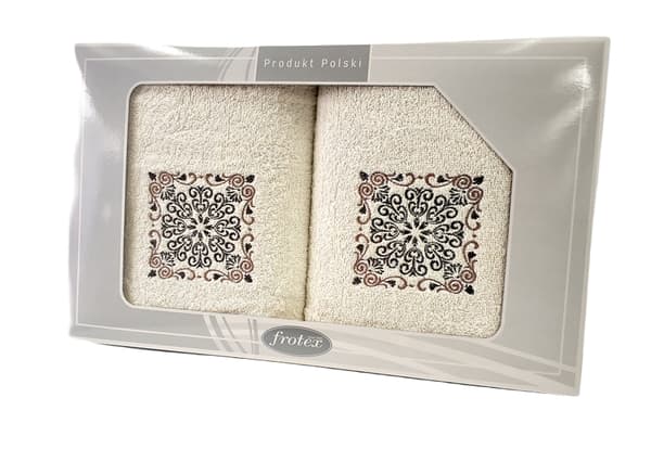 Set med handdukar 50x90+70x140 Frotex Gift IV rosettkräm