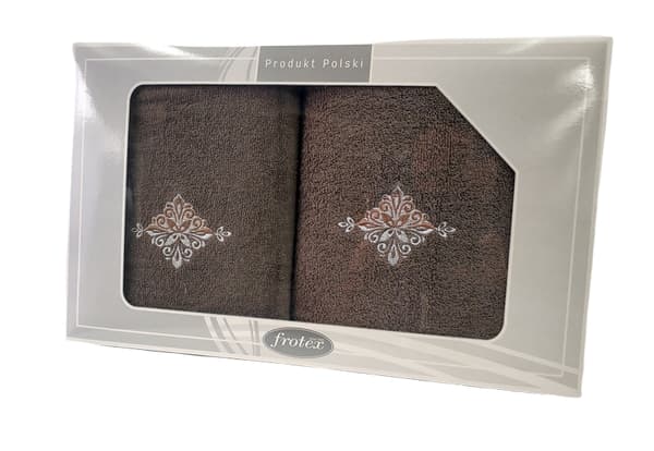 Sæt håndklæder 50x90+70x140 Frotex Gift IV ornament 3 brun