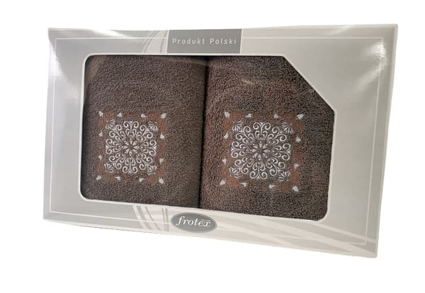 Sæt håndklæder 50x90+70x140 Frotex Gift IV roset brun