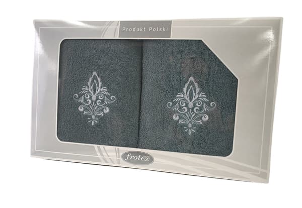 Sæt håndklæder 50x90+70x140 Frotex Gift IV ornament 5 mørkegrå
