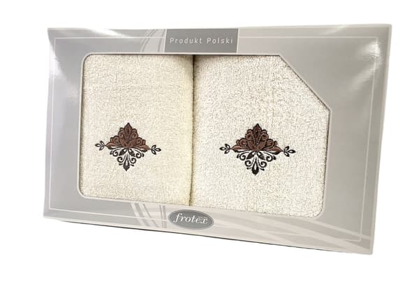 Set med handdukar 50x90+70x140 Frotex Gift IV ornament 3 kräm