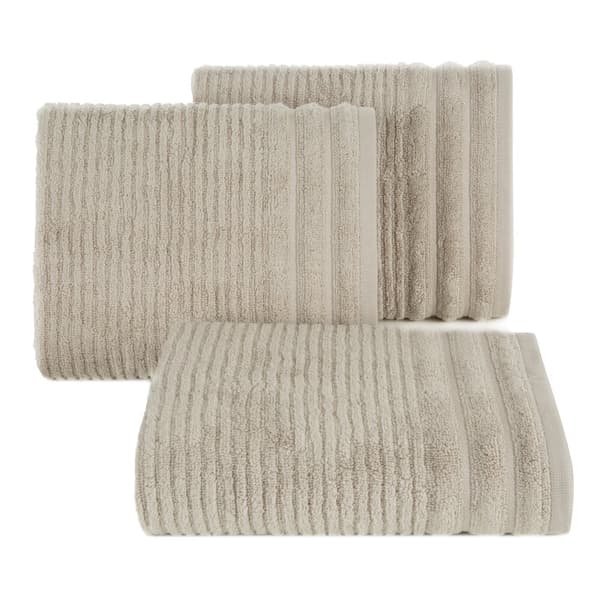 Bomuldshåndklæde SAMMY 50x90 Eurofirany beige prægede striber