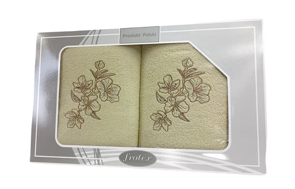 Setti 2 pyyhettä 50x90+70x140 Frotex Gift 2 hibiscus kermaa