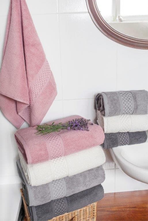 Håndklæde 50x90 Rete tykt pink 100% bomuld 650g blødt