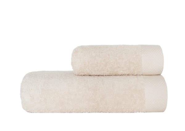 Håndklæde 70x140 Boho tyk cremefarvet 100% bomuld 500g blødt Premium