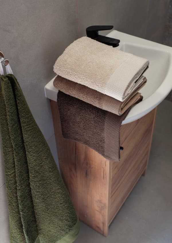 Håndklæde 70x140 Boho tyk cremefarvet 100% bomuld 500g blødt Premium