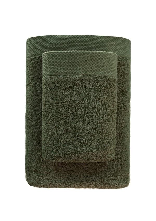 Håndklæde 70x140 Boho tykt grønt 100% bomuld 500g blødt Premium