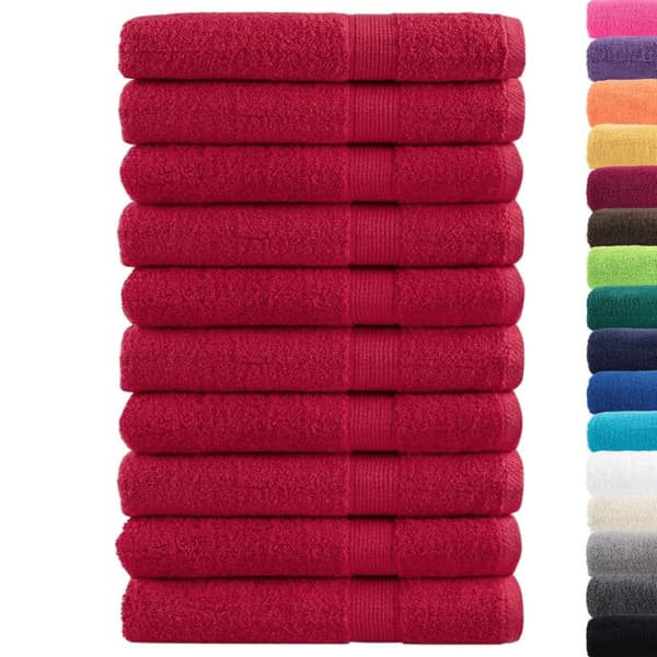 Premium handdukar SOLUND 10 st röd 100x200 cm 600 gsm