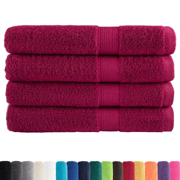 Premium handdukar SOLUND 4st vinröd 100x200cm 600gsm