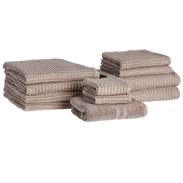 Set med 11 handdukar AREORA Bomull Beige-grå Lumarko!