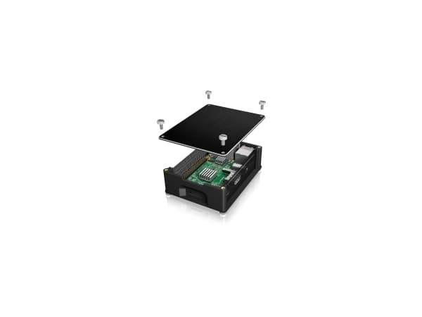 ICY BOX IB-RP102 - Fodral - aluminium - svart - för Raspberry Pi 2 Model B, 2 Model B V1.2, 3 Model B